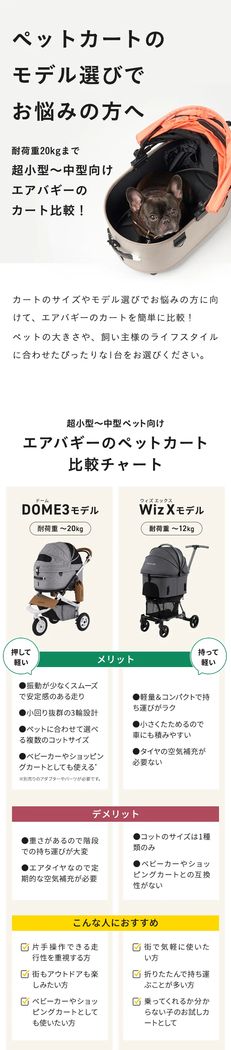 モデル選びでお悩みの方へ！ペットカート比較