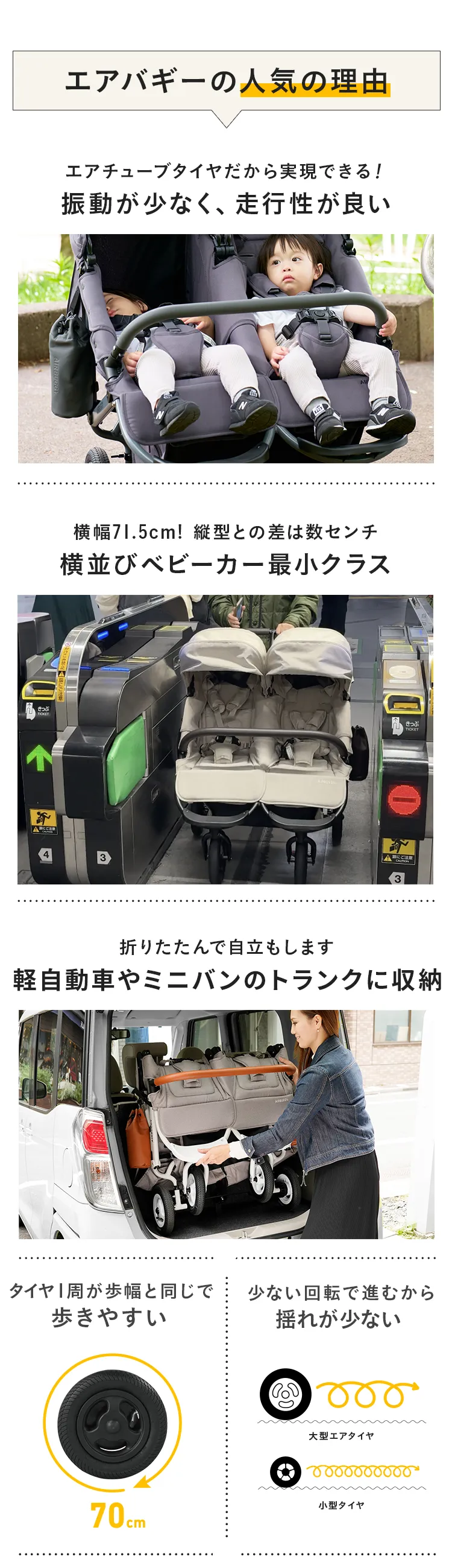 新生児から使える双子用ベビーカーエアバギー「フロムバース ダブル」