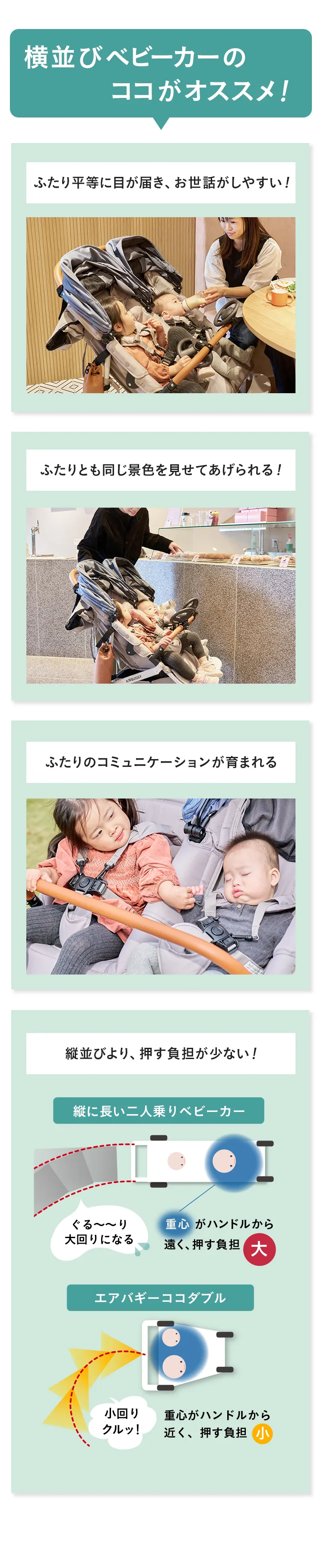 新生児から使える双子用ベビーカーエアバギー「フロムバース ダブル」