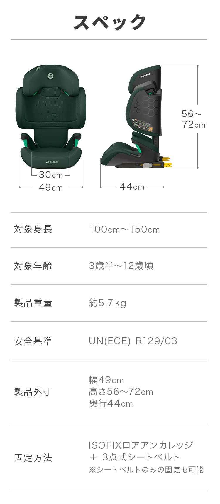 マキシコシ ロディフィックスアールアイサイズ